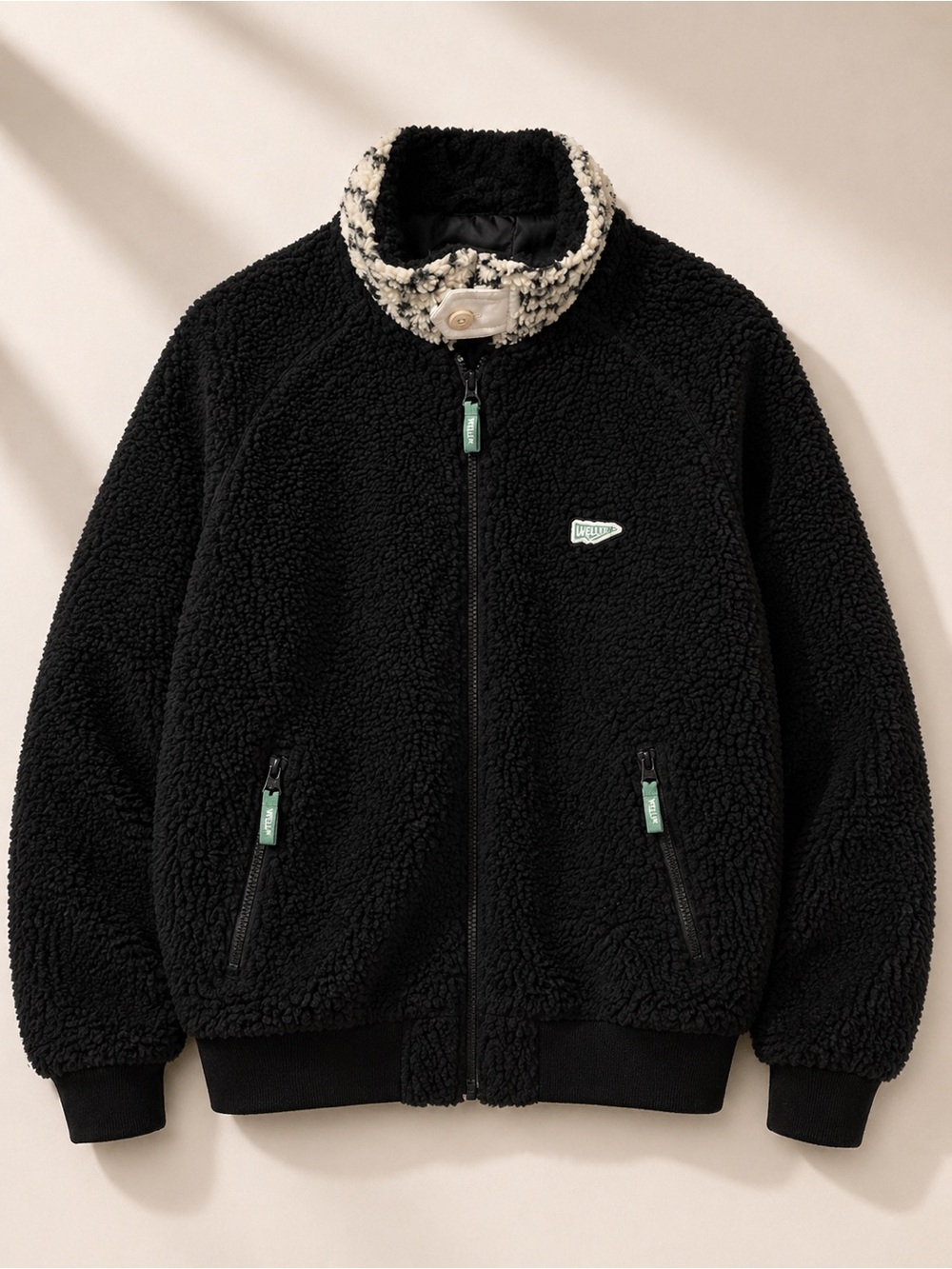 Wellen Black Sherpa Zip-Up Jacket